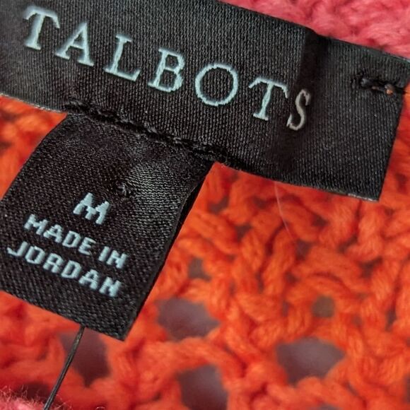 Talbots Spring Open Stitch Knit Sweater Pink Colorblock Pullover Sz M NWT - Picture 7 of 9